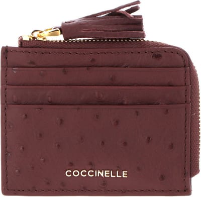 COCCINELLE Leren Kaarthoes Tassel Ostrich Credit Card Holder Carruba Bruine