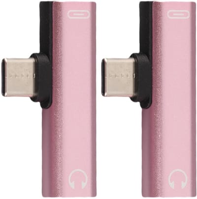 Dailygoody - Type C naar 3,5 mm Audioadapter - USB-oplader hoofdtelefoonaansluiting - Roze - 2 in 1 Adapter - Geschikt voor telefoons en tablets - Alu..