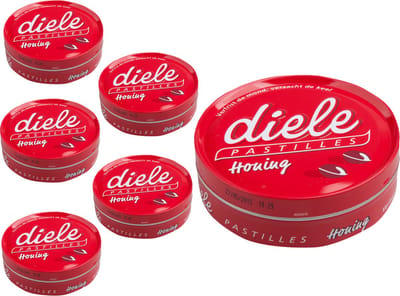 6 doosjes Diele Pastilles Honing In Blik á 75 gram - Voordeelverpakking Snoepgoed