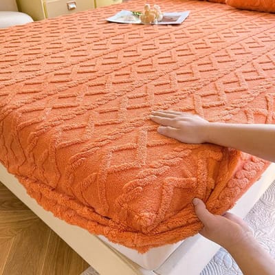 Gewatteerde Matrasbeschermer Winter Warm Bedovertrek Taffeta Velours Fleece Bedlinnen Pluche Verdikt Hoeslaken Queen King Size Decor 90x200x25cm brown