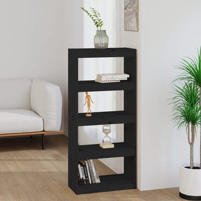 vidaXL - Boekenkast/kamerscherm - 60x30x135,5 - cm - massief - grenenhout - zwart