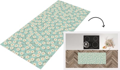 Keukenloper - Loper keuken - Patroon - Madeliefjes - Nordic - 120x50 cm - Keukenloper vinyl