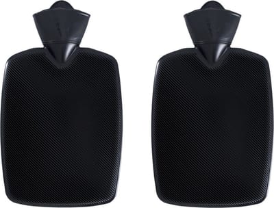 Warm water kruik - 2x - kunststof kruik - zonder hoes - zwart - 1,8 liter