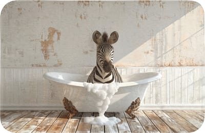 Badmat 60x40 cm - Antislip - Vintage - Zebra - Wilde dieren - Badkuip - Badmatten voor badkamer - Badkamermat - Douchemat - Badkamer mat