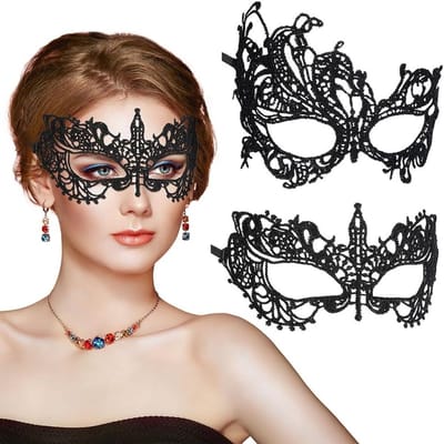 kantmasker dames 2 stuks - zwart sexy kant - oogmasker voor vrouwen - perfect voor carnaval - ShopVlot