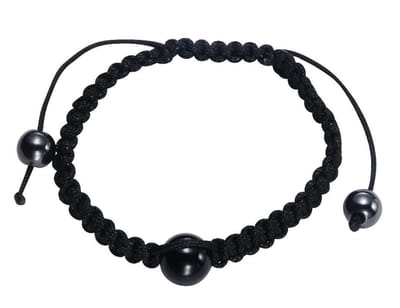 Behave - Gevlochten armband zwart met parelkraal - Stoere casual look
