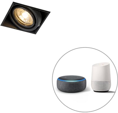 QAZQA oneon trimless 50 - Moderne LED Smart Inbouwspot incl. wifi - 1 lichts - L 8.8 cm - Zwart - Woonkamer | Slaapkamer | Keuken