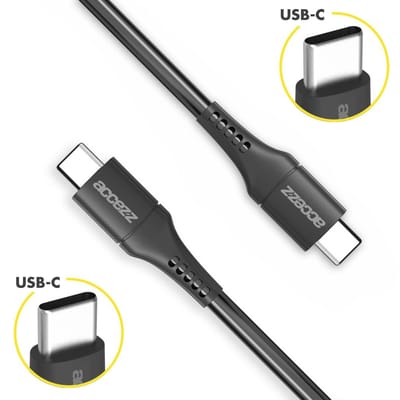 Accezz Kabel - USB C naar USB C Kabel - 1 meter - Snellader 60W - USB C Oplader Kabel - Zwart