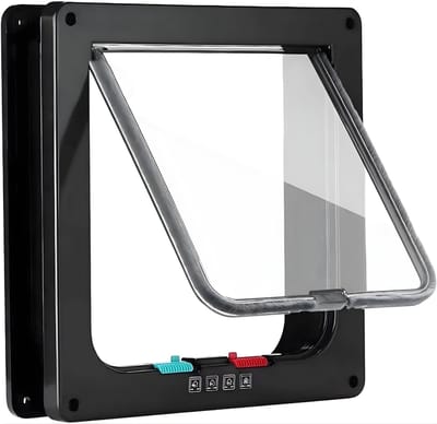 Ploutos® Kattenluik - Magnetisch Kattenluik Met 4 Standen – Eenvoudige Installatie - Zwart - 24cm x 25cm x 6cm