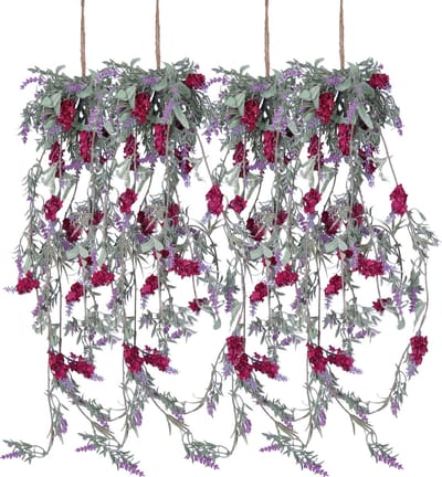 Decoris Lavendel Bloemen slinger - 4x stuks - Licht paars - kunstplanten - 80 cm- Kunstplanten/kunsttakken