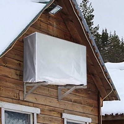 Airconditionerhoes - Waterdichte hoes voor ramen in 3 maten, beschermt tegen stof en sneeuw - Voor buitengebruik - Zilver - Met bindtouw - 86 x 32 x 56 cm.