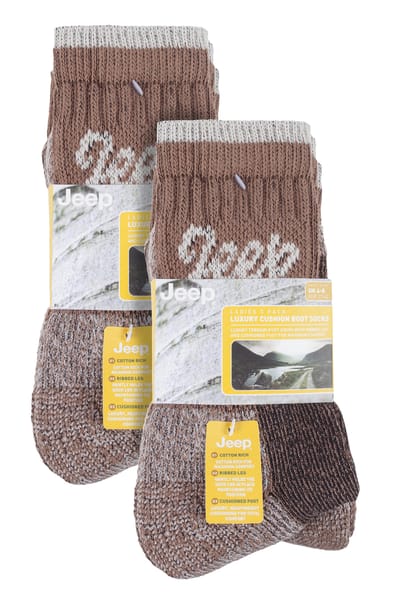 JEEP 6 paar katoenen ademende wandelsokken voor dames - Tan / Cream