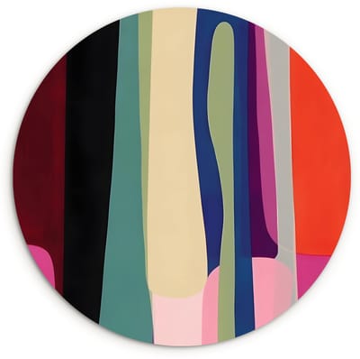 WallCircle® Wandcirkel 120x120 cm - Muurcirkel Kleurbanen - Verticaal - Kleurrijk - Muurdecoratie woonkamer - Wanddecoratie slaapkamer - Kamer decoratie accessoires - Ronde schilderijen XXL
