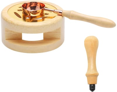 Wax Seal Warmer - Wax Seal Stamp - Wax Set met Smeltlepel en Handvat voor Uitnodigingen - Cadeauverpakking - Briefzegel - Houtkleur