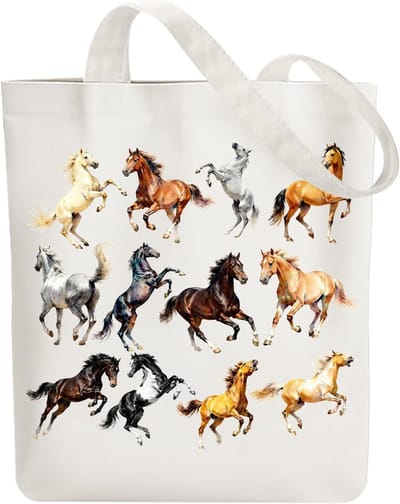 Tote Bag voor dames, bedrukte canvas tas, herbruikbaar, katoen, schattige dieren, boodschappentassen, 38 x 40 cm breed, wit, canvas draagtas voor winkelen, geschenken