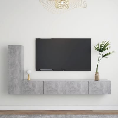vidaXL - 3-delige - Tv-meubelset - bewerkt - hout - betongrijs