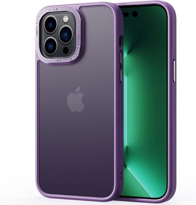Lunso - Geschikt voor iPhone 15 Pro Max - Back cover hoesje - Metalen ring Paars
