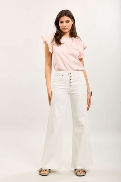 Toxik3 - 5 Button wide leg gebroken wit