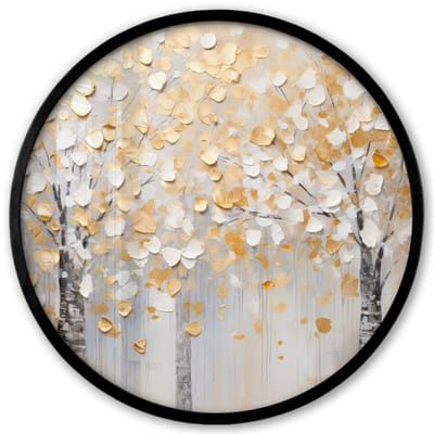 Poster in lijst Rond - Fotolijst 40x40 cm - Posters - Bomen - Aquarel - Kunst - Natuur - Ronde posterlijst zwart - Decoratie - Wanddecoratie woonkamer - Muurdecoratie slaapkamer