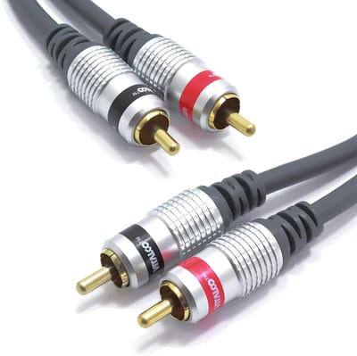 RCA Kabel Stereo - Audiokabel Verlenging - Verliesvrije Signaaloverdracht - OFC Koper - 2 meter - Zwart
