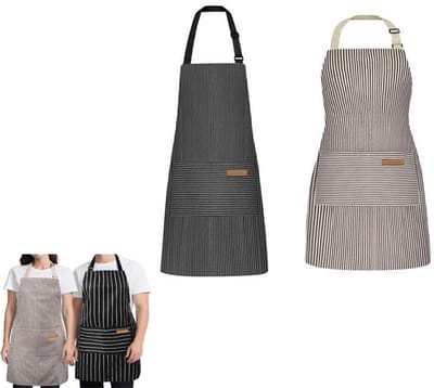 KZQ Keukenschort - Tweedelig professioneel kookschort met twee grote, verstelbare zakken - unisex, geschikt voor koken, grillen en knutselen - verkrijgbaar in grijs en zwart.