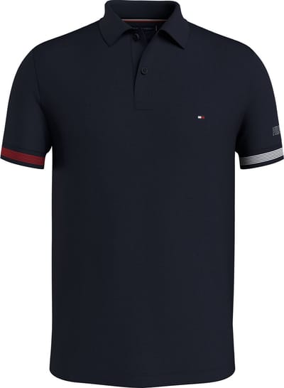Tommy Hilfiger Flag Cuff Slim Polo - heren poloshirt - donkerblauw