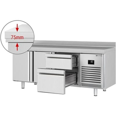GGM Gastro Kühltisch Premium PLUS - 1960x700mm - mit 2 Türen - 2 Schubladen - mit Aufkantung