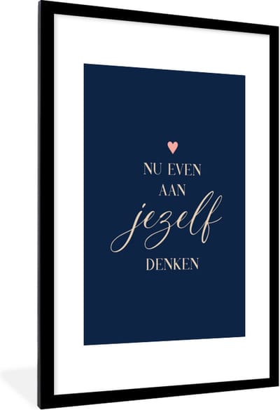 Fotolijst incl. Poster - Get well soon - Spreuken - Hart - Denken - 80x120 cm - Posterlijst