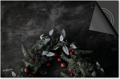 Inductie beschermer 60x60 - afdekplaat inductie mat - Dietrix Kookplaat beschermer - Exclusief - Feestdagen - Donkere print met kerst krans