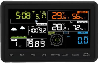 Draadloos Weerstation - Weer Apparatuur - Lokale Weer Meten - Wifi Internet Connectie - 6.2 Inch Kleurendisplay - Zwart