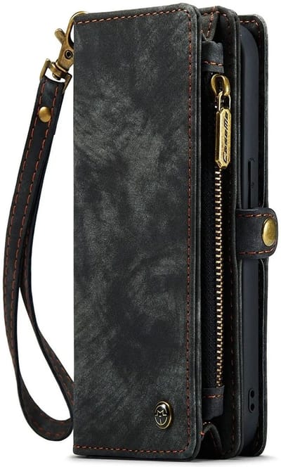 CaseMe C30 Hoesje Geschikt voor Apple iPhone 15 Pro | Wallet Zipper Book Case met Pasjeshouder | Beschermhoes met Portemonnee | Zwart