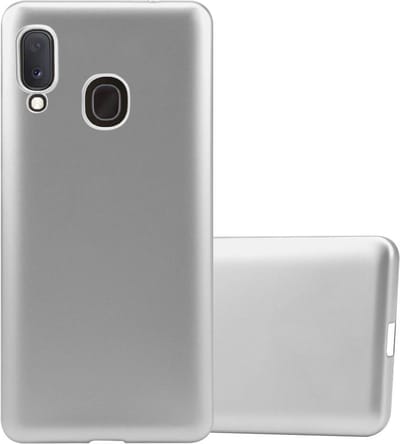 Cadorabo Hoesje geschikt voor Samsung Galaxy A10e / A20e in METALLIC ZILVER - Beschermhoes gemaakt van flexibel TPU silicone Case Cover