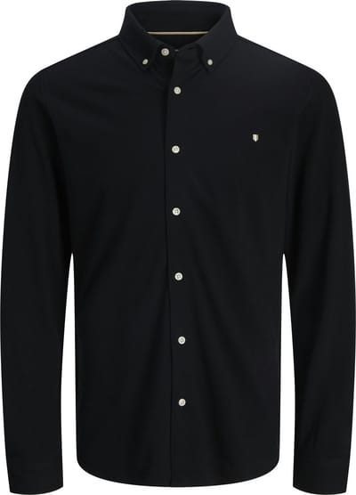 Jack & Jones Overhemd Jprblublake Pique Detail L/s Shirt 12284463 Black Mannen Maat - L