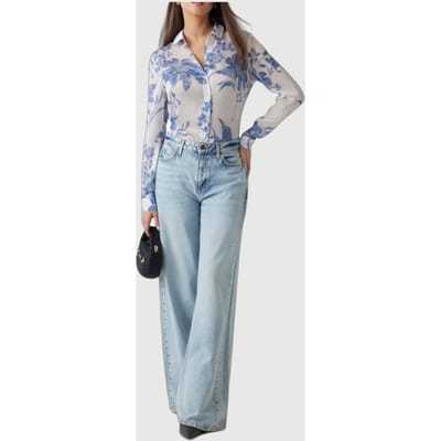 GUESS  Eco Ls Clouis Shirt Dreaming Lilies Prin Maat: XS | Longsleeves Outlet | Dames | Blauw
