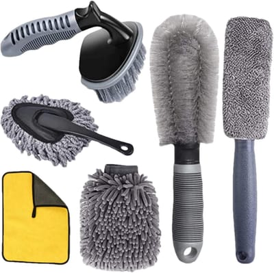 Borstelset Autoverzorging - Auto Detailset - Auto Reinigen - Krachtige Reiniging - 6-delig - Type A