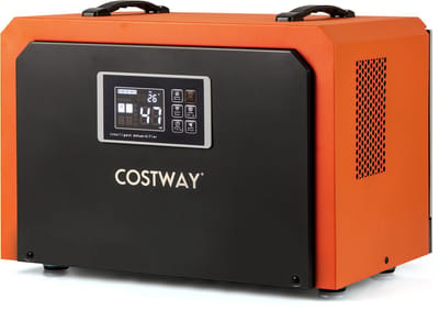 COSTWAY 60 l/dag luchtontvochtiger, bouwdroger met afvoerslang en 24-uurs timer, industrieel droogapparaat voor kelder, magazijn, bouwplaats