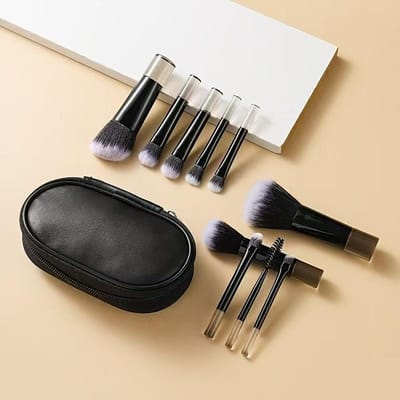 Mini Set de Pinceaux de Maquillage de 10 pièces, avec Pochette de Rangement, Cadeau pour la Saint-Valentin, Cadeau d'Anniversaire, Essentiel de Voyage Portable