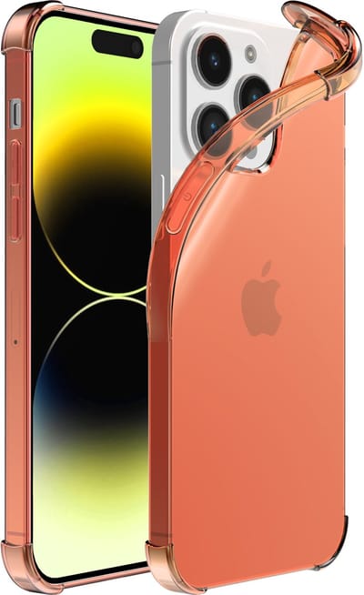 Smartphonica iPhone 14 Pro transparant shockproof siliconen hoesje met stootrand - Rood geschikt voor iPhone 14 Pro