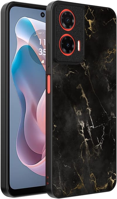 Smartphonica Telefoonhoesje Geschikt voor Motorola Moto G Play 2024 met marmer opdruk - TPU backcover case black marble design - Zwart geschikt voor Motorola Moto G Play 2024