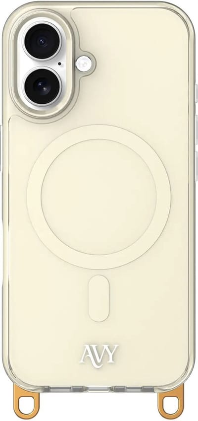 AVY Hoesje geschikt voor Apple iPhone 17 | Compatibel met MagSafe | Back Cover | Haakjes voor koord | Beige
