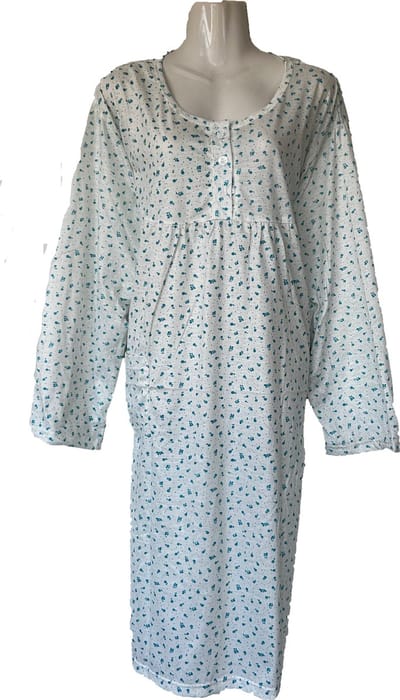 Dames Nachtjapon Gebloemd Lichtblauw 3XL