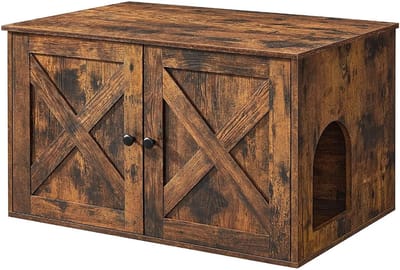 MIRA Home - Kattenbak - Kattenhok - Kattenhuis - Woonkamer - Bijzettafel - Vintage - 80x53x49,2cm