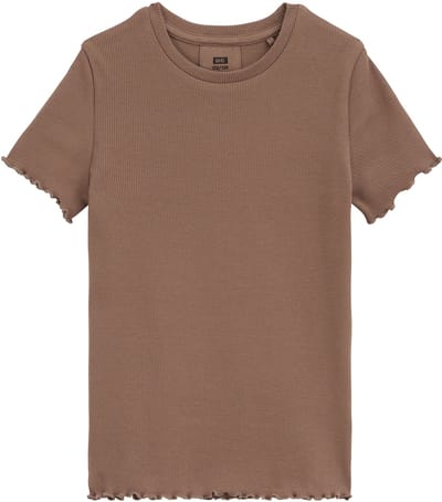 WE Fashion Meisjes slim fit T-shirt met ribstructuur