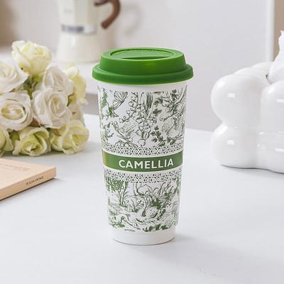 Nationale Trend Stijl Keramische Mok Handige Beker met Deksel Waterbeker Huis Creatief Kantoor Koffiekop Grote Capaciteit 401-500ml