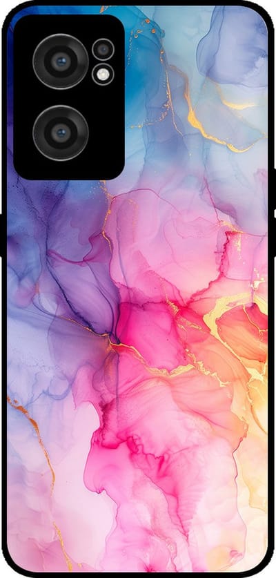 Smartphonica Telefoonhoesje Geschikt voor OnePlus Nord CE 2 5G met marmer opdruk - TPU backcover case marble design - Regenboog geschikt voor OnePlus Nord CE 2 5G