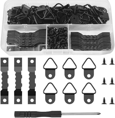 SnelShoppen - 251 Pcs Schilderij Haken Set Zwart met Schroevendraaier en Opbergdoos - Foto Hangers voor Thuis en Kantoor, RVS, Duurzaam, Makkelijk te