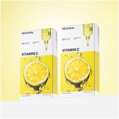 MEDIHEAL Essentiële Masker Vitamine C Helder Toning Verhelderend Sheet Mask 10 Stuks (24ml × 10) 1 Box (10 Sheets)