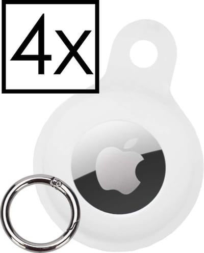 Hoesje Geschikt voor Apple AirTag-Sleutelhanger Houder Siliconen Hoes - Hoes Geschikt voor Apple AirTag Hoesje - Wit - 4 PACK
