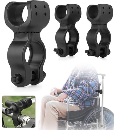 Stokhouder – Krukhouder – 3 Stuks – Universele Crutch Holder – Voor Scootmobiel, Rolstoel, Fiets & Rollator – Walking Stick Holder – 360° Draaibaar – ABS Kunststof – Makkelijk te Monteren