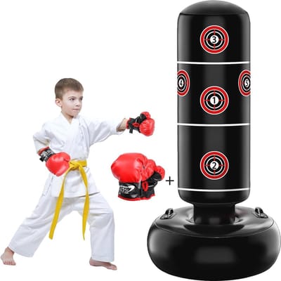Opblaasbare bokszak voor kinderen - 160 cm, vrijstaand voor karate en MMA, ideaal cadeau voor jongens en meisjes